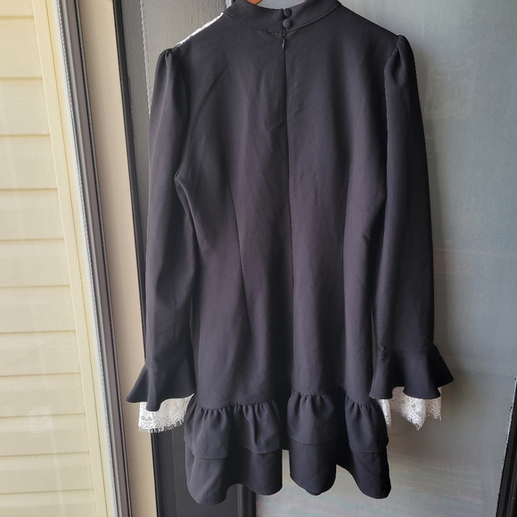 Lost City Women's Dress Victorian Gothic Style Med Black White Lace Full Zip NEW - Picture 3 of 16